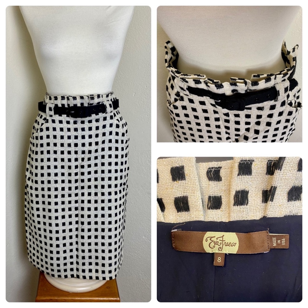 Eva Franco Black and White Pencil Skirt